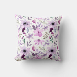 Almofada Padrão de Flor Rosa e Roxa Elegante