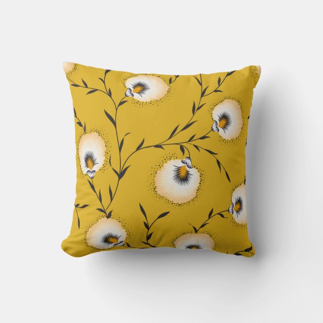 Almofada padrão de flor sem descontinuidades em amarelo abs (Frente)