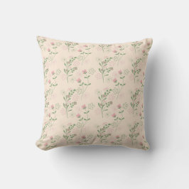 Almofada Padrão de Flor Verde Rosa Y2K 70s Rosa Verde