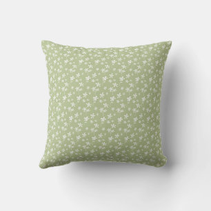 Almofada Padrão de Flor Verde Sage, Tecido de Flores