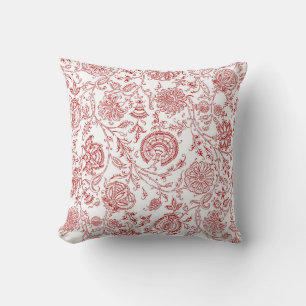 Almofada Padrão de Flor Vermelho e Branco
