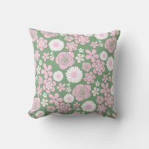 Padrão de Flor Y2K 70s - Cor-de-rosa Verde