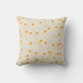 Almofada Padrão de Flor Y2K 70s do Orange Beige Retro