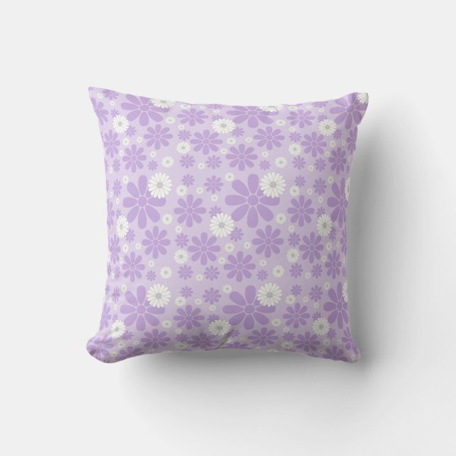 Almofada Padrão de Florais Pastel LAVANDA (Frente)