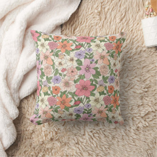 Almofada Padrão de Flores da Bíblia Desenhadas à Mão