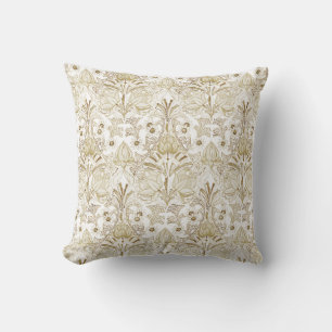 Almofada Padrão de Flores de Beige Victorian Vintage