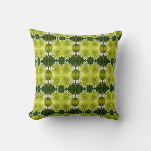 Almofada Padrão de Flores de Hortênsia Abstratas em Verde C