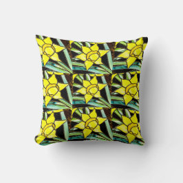 Almofada Padrão de Flores de Valor Amarelo