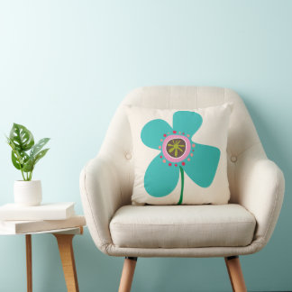 Almofada Padrão de Flores de Verão Bonito Pop Margarida Azu