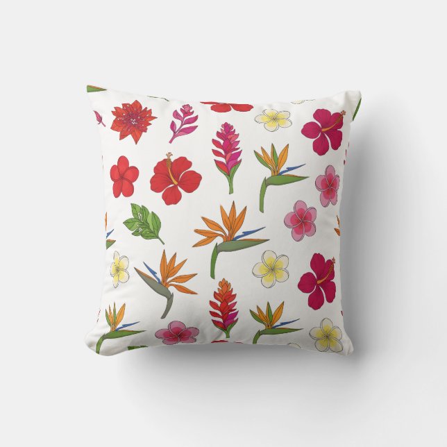 Almofada Padrão de Flores - Design Botânica Exótica (Frente)