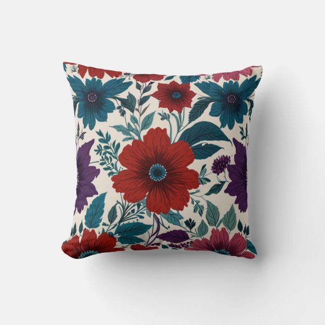 Almofada Padrão de Flores Elegante (Frente)
