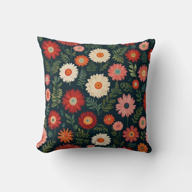 Almofada Padrão de Flores Elegante (Frente)