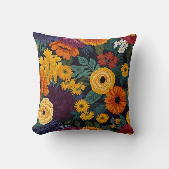 Almofada Padrão de Flores Elegante (Frente)