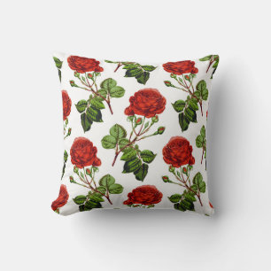 Almofada Padrão de Flores Florais Elegantes de Rosa vermel