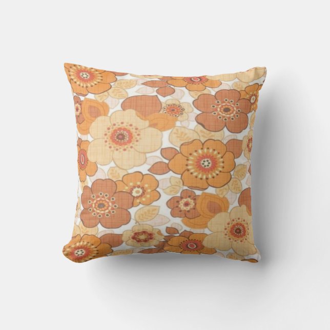 Almofada Padrão de flores laranja (Frente)