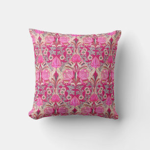 Almofada Padrão de Flores Rosa Victorianas Vintage