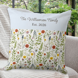 Almofada Padrão de Flores Silvestres em Aquarela Personaliz