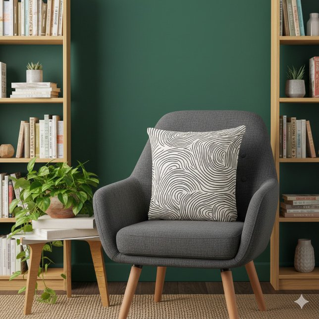 Almofada Padrão de fluxo preto e branco moderno (Modern Swirl Black and white flowing pattern Throw Pillow.)