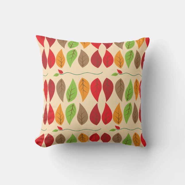 Almofada Padrão de Folha Colorida (Frente)