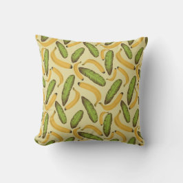 Almofada Padrão de Folha de Banana Amarela Tropical