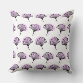 Almofada Padrão De Folha De Ginkgo Roxo Elegante