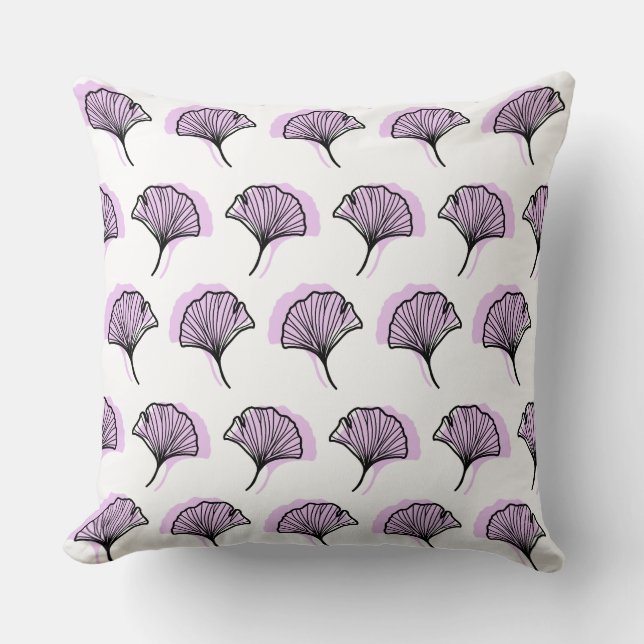 Almofada Padrão De Folha De Ginkgo Roxo Elegante (Frente)