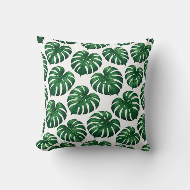 Almofada Padrão de Folha Tropical de Monstera (Frente)