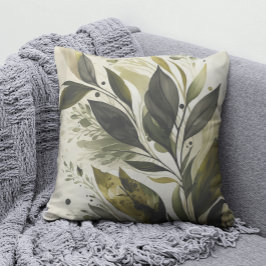 Almofada Padrão de Folha Verde de Aquarela Elegante