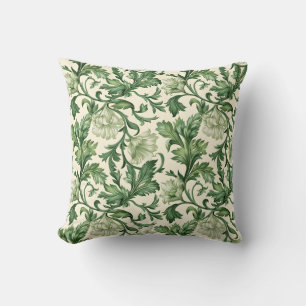 Almofada Padrão de folhas de acanto verde escuro ornamentad