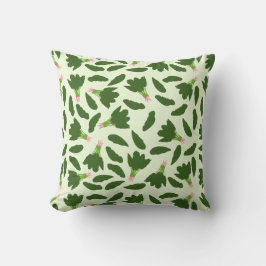 Almofada Padrão de Folhas de Espinafre Verde
