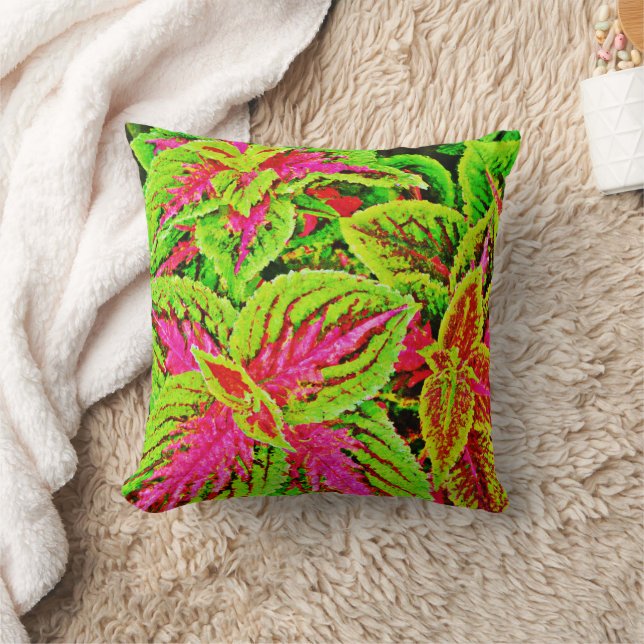 Almofada Padrão de Folhas de Natureza Vibrante (Cobertor)