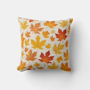 Almofada Padrão de Folhas de Outono Amarelo Laranja