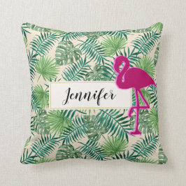 Almofada Padrão de Folhas Tropicais e Personalizado de Flam