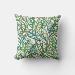 Almofada Padrão de Folhas Tropicais Verdes