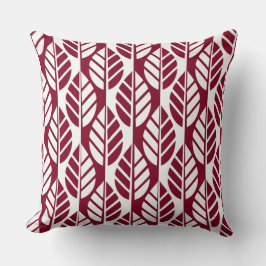 Almofada Padrão de Folhas Vermelhas e Brancas