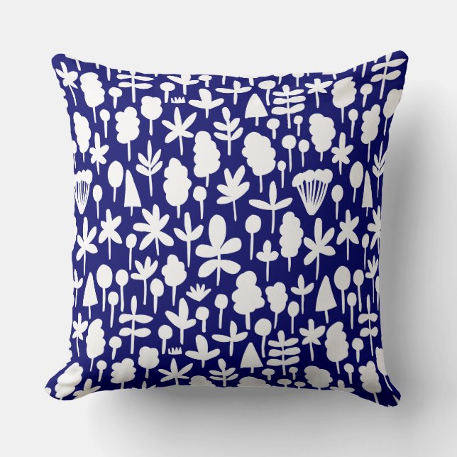 Almofada Padrão de forma de árvore e folha 051017 - Wt on d (Frente)