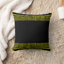 Almofada Padrão de friso grego amarelo