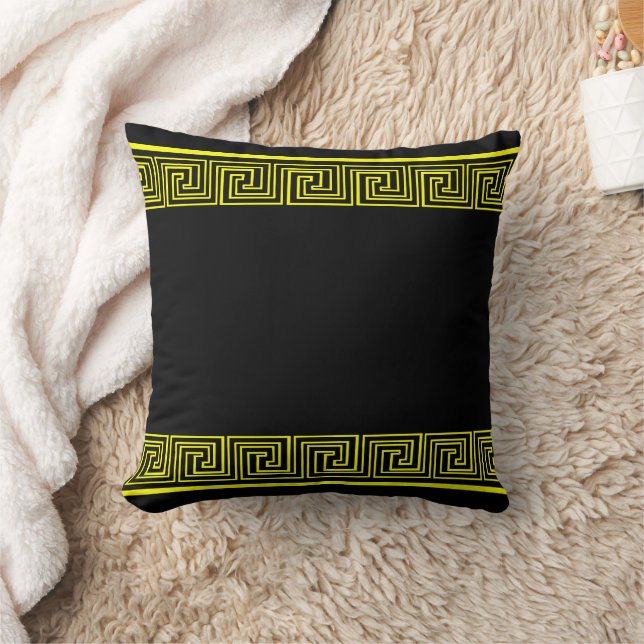 Almofada Padrão de friso grego amarelo (Cobertor)