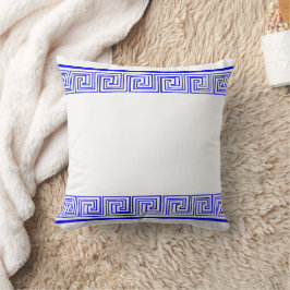 Almofada Padrão de Friso Grego Azul