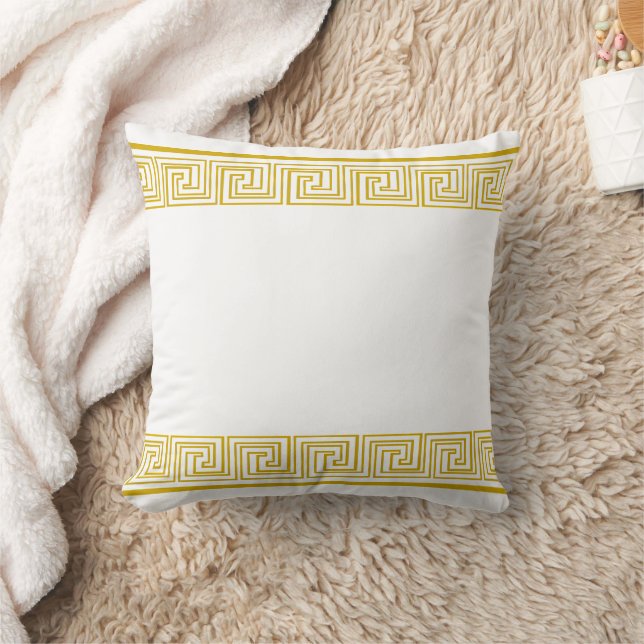 Almofada Padrão de Friso Grego Dourado (Cobertor)