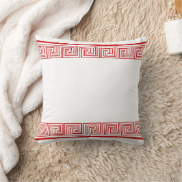 Almofada Padrão de Friso Grego Vermelho