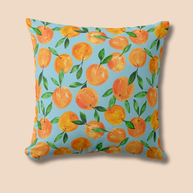 Almofada Padrão de fruta das laranjas dos citrinos (Summer fruit citrus orange pattern throw pillow cushion)