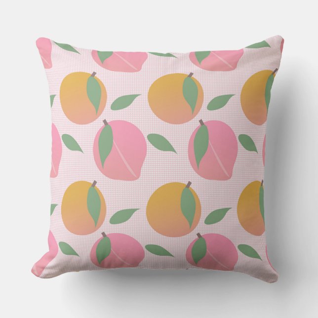 Almofada Padrão de Fruta Laranja Pêssego Fofo Rosa (Frente)