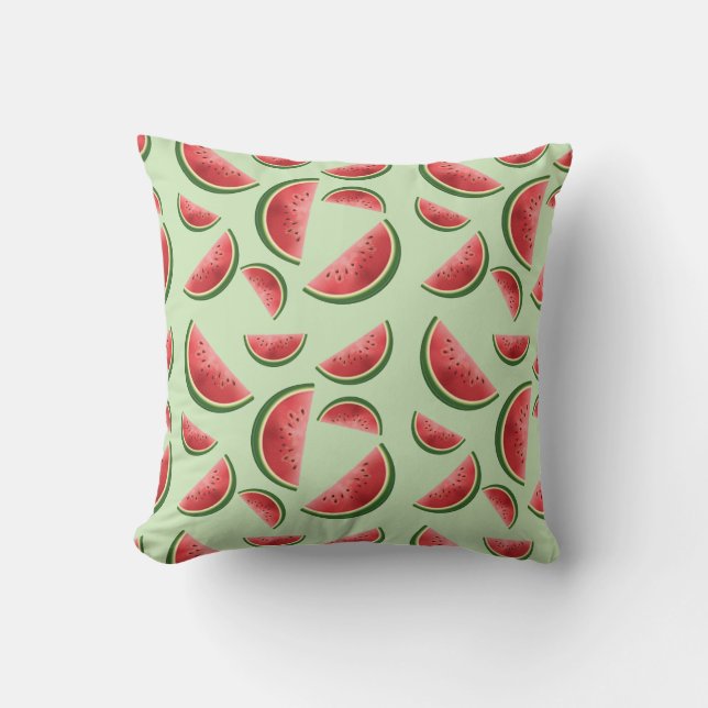 Almofada Padrão de Fruta Melancia em Verde (Frente)