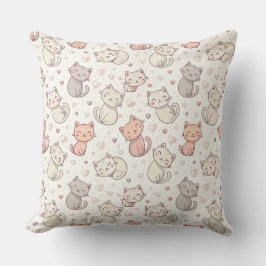 Almofada Padrão de Gatinho Chibi Fofo - Design de Gatinho K