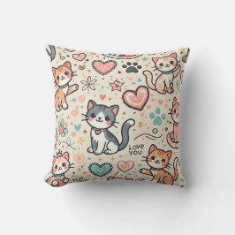 Almofada Padrão de Gatinho Fofo
