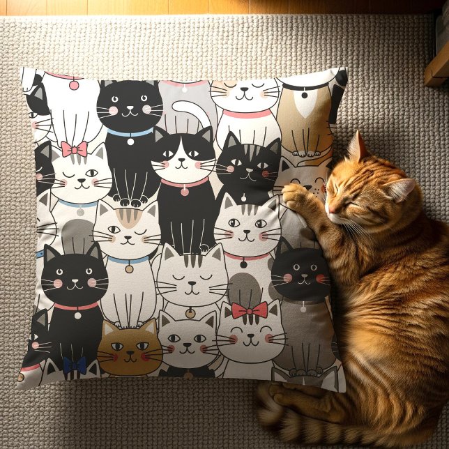Almofada Padrão de Gato Caprichoso Fofo (Criador carregado)