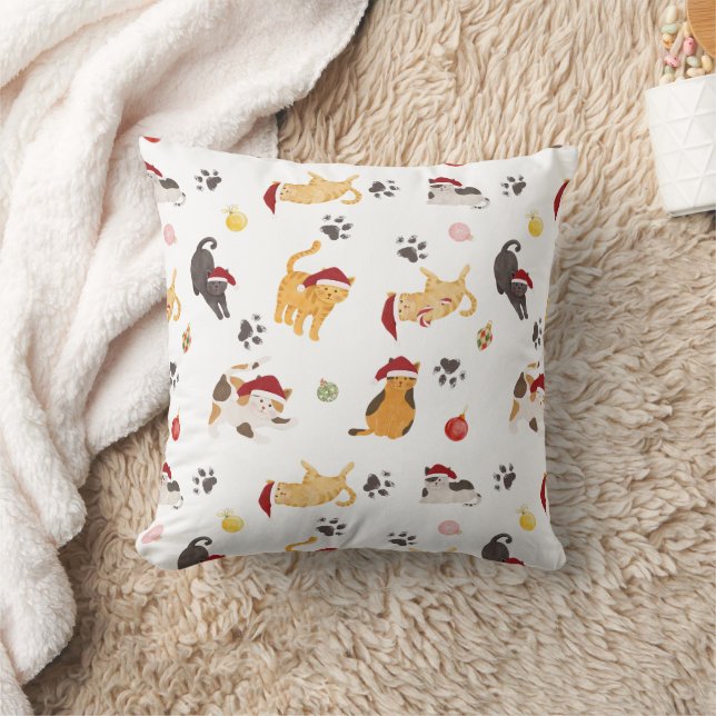 Almofada Padrão de Gato de Férias Fofo (Cobertor)