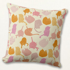 Almofada Padrão de Gato Moderno Rosa Laranja
