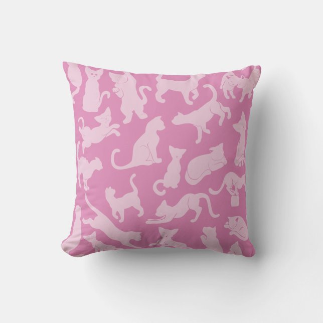 Almofada Padrão de Gato Rosa (Frente)